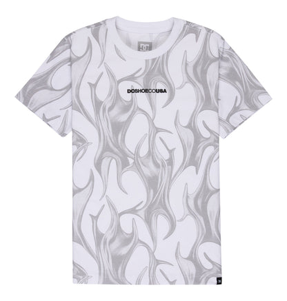 Kids' DC Liquid Fuego Heritage Short Sleeve Shirt - White | DC Shoes