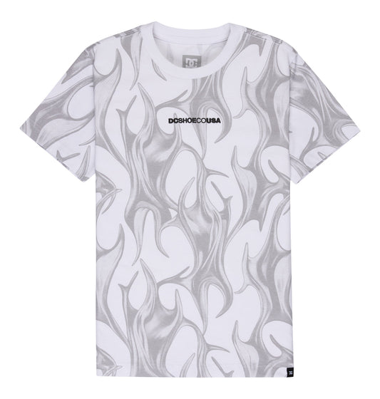 Kids' DC Liquid Fuego Heritage Short Sleeve Shirt - White | DC Shoes