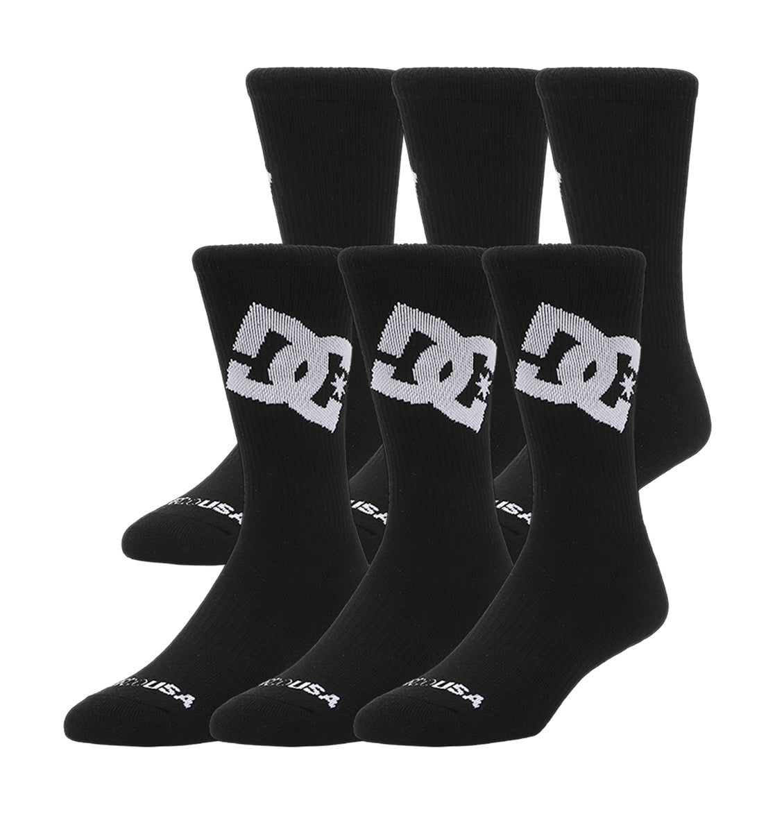 Graffik Logo Crew Sock 3-Pack - Black | DC Shoes