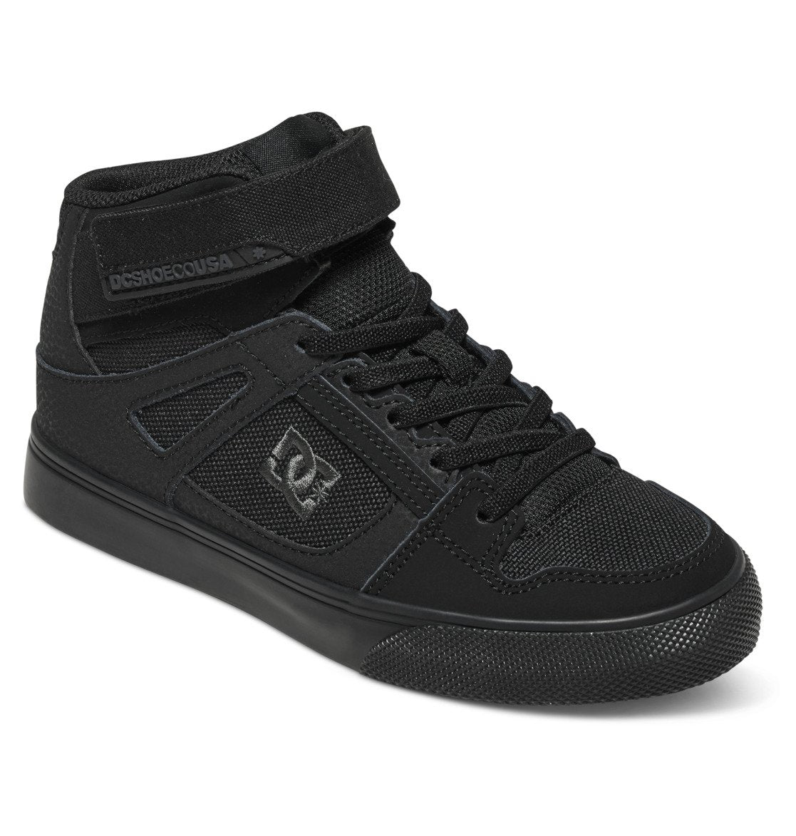 Kids' Pure High Elastic Lace High-Top Shoes - Black/Black/Black | DC Shoes