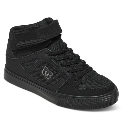 Kids' Pure High Elastic Lace High-Top Shoes - Black/Black/Black | DC Shoes