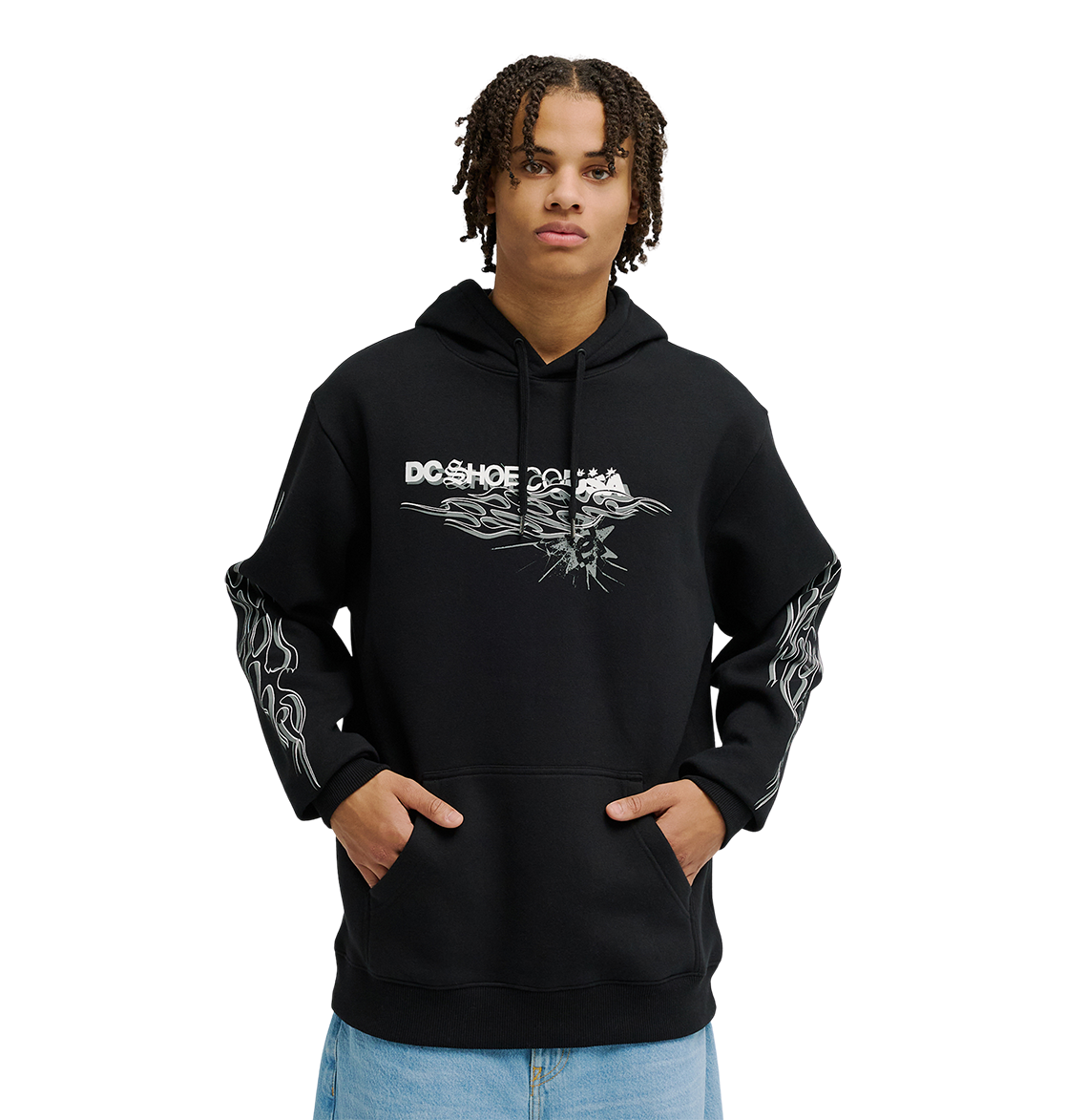 Men's Side Flame Hoodie - Black | DC Shoes