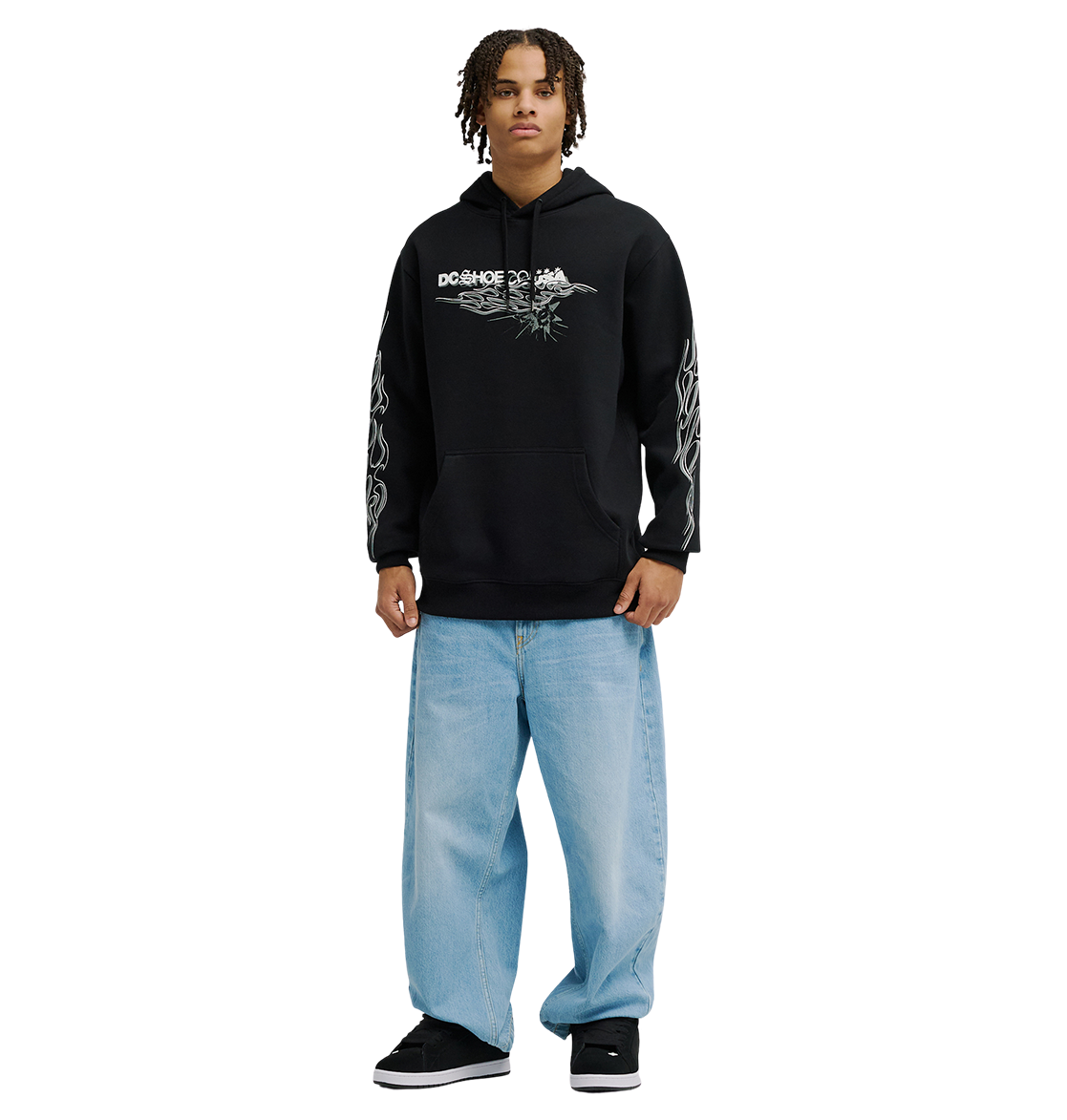 Men's Side Flame Hoodie - Black | DC Shoes