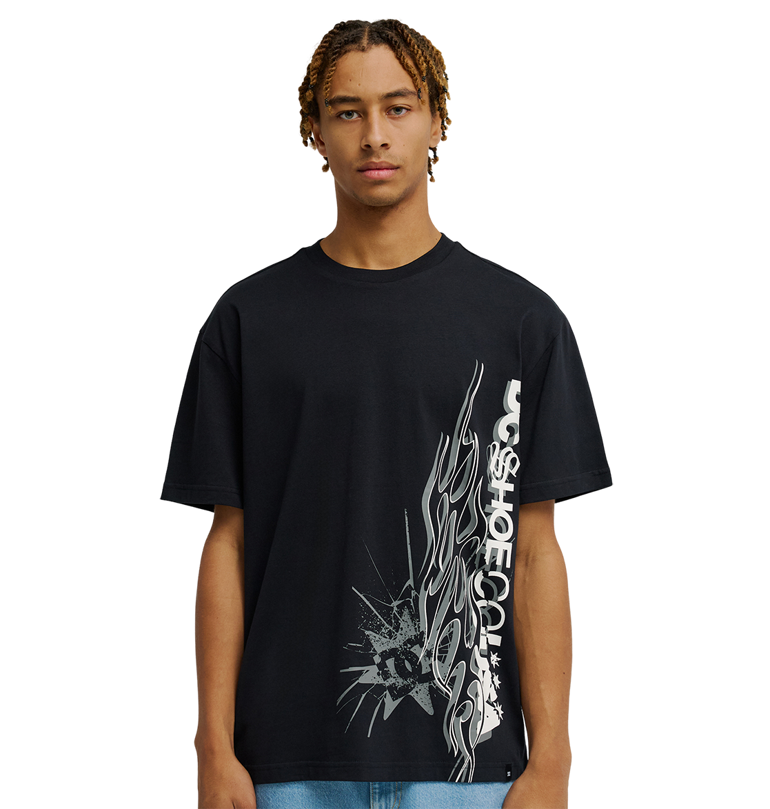 Men's DC Side Flame Tee - Black | DC Shoes