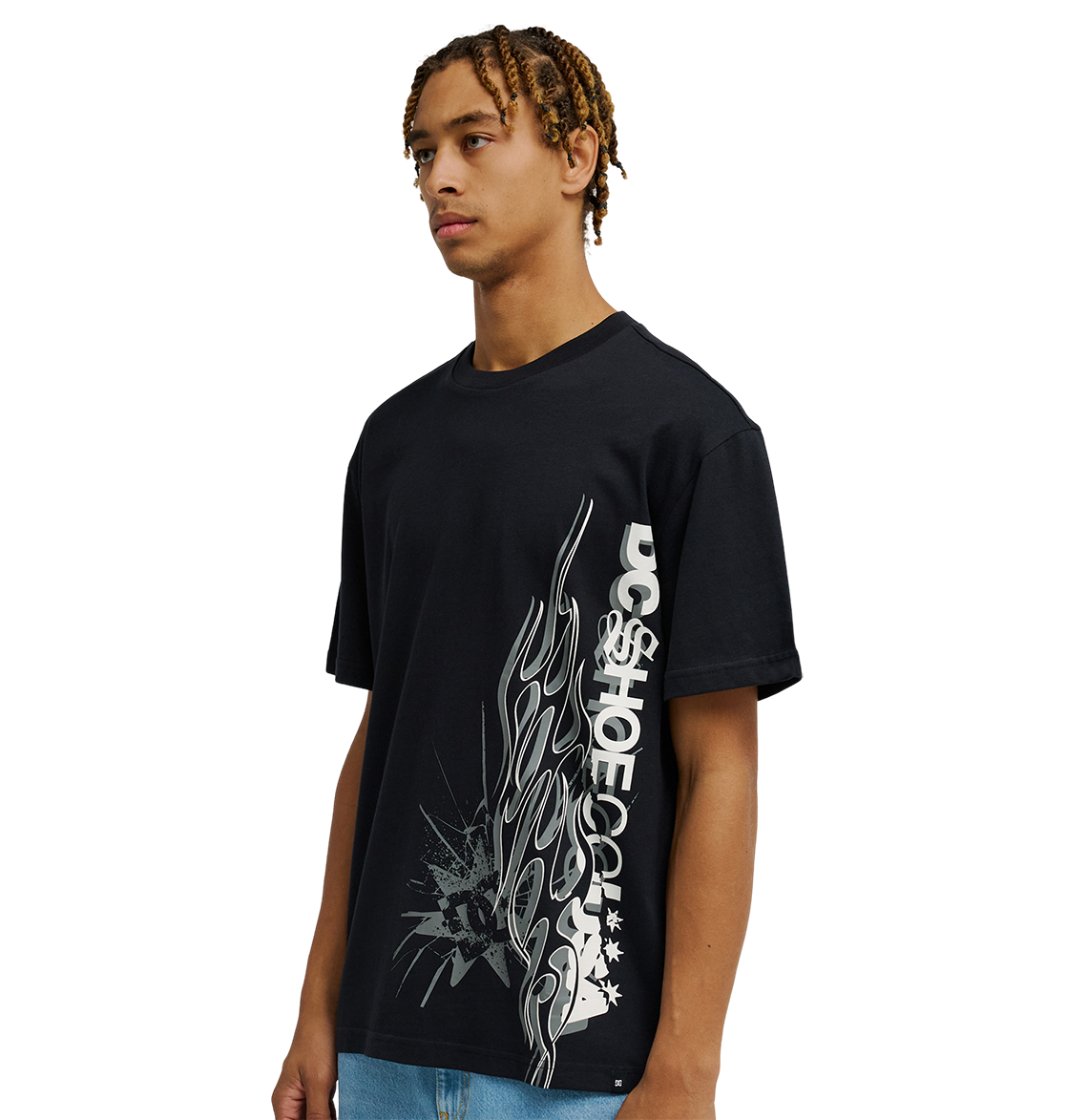 Men's DC Side Flame Tee - Black | DC Shoes