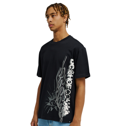 Men's DC Side Flame Tee - Black | DC Shoes