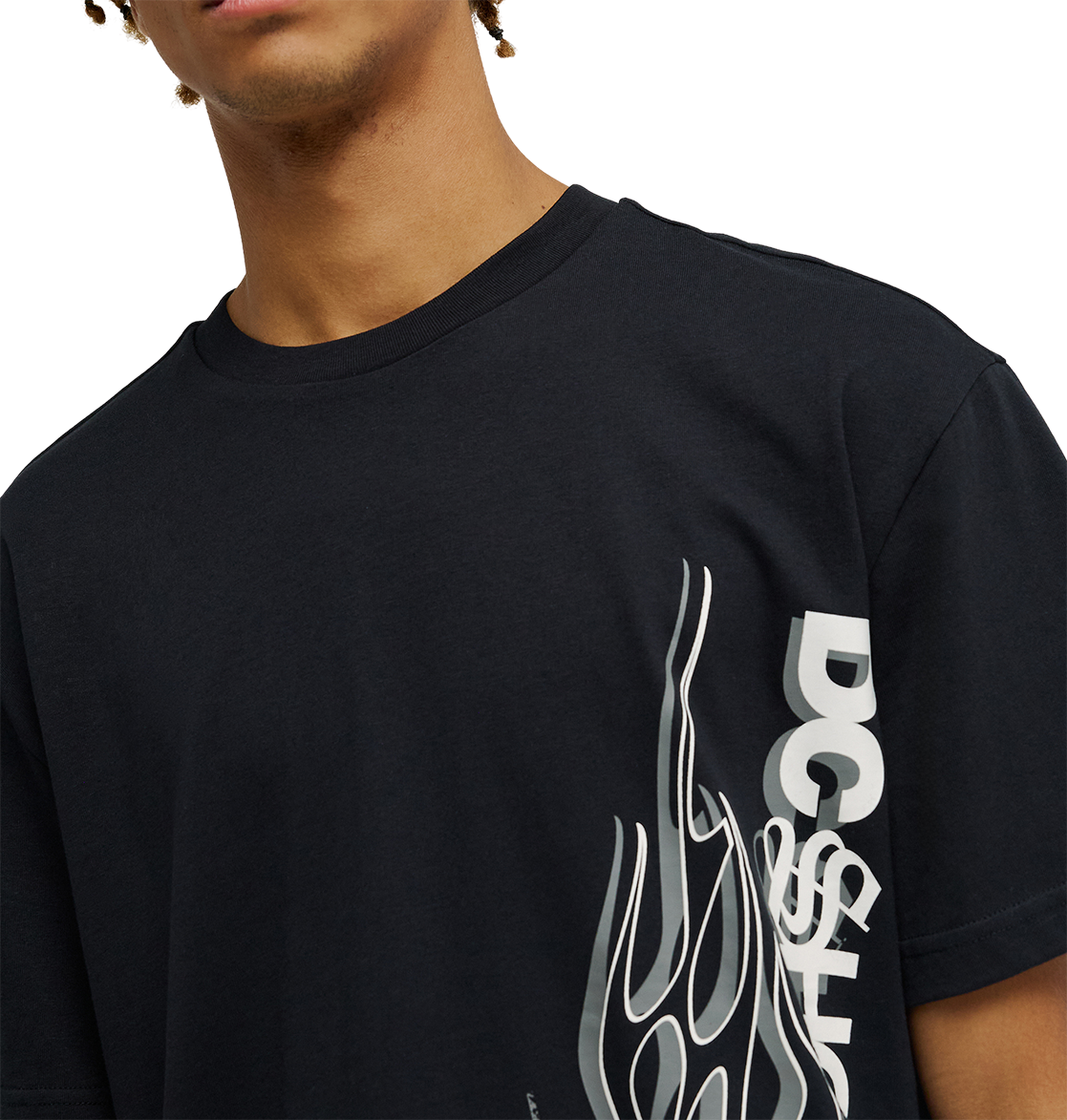 Men's DC Side Flame Tee - Black | DC Shoes