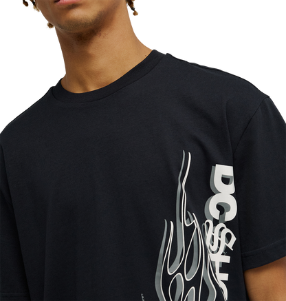 Men's DC Side Flame Tee - Black | DC Shoes