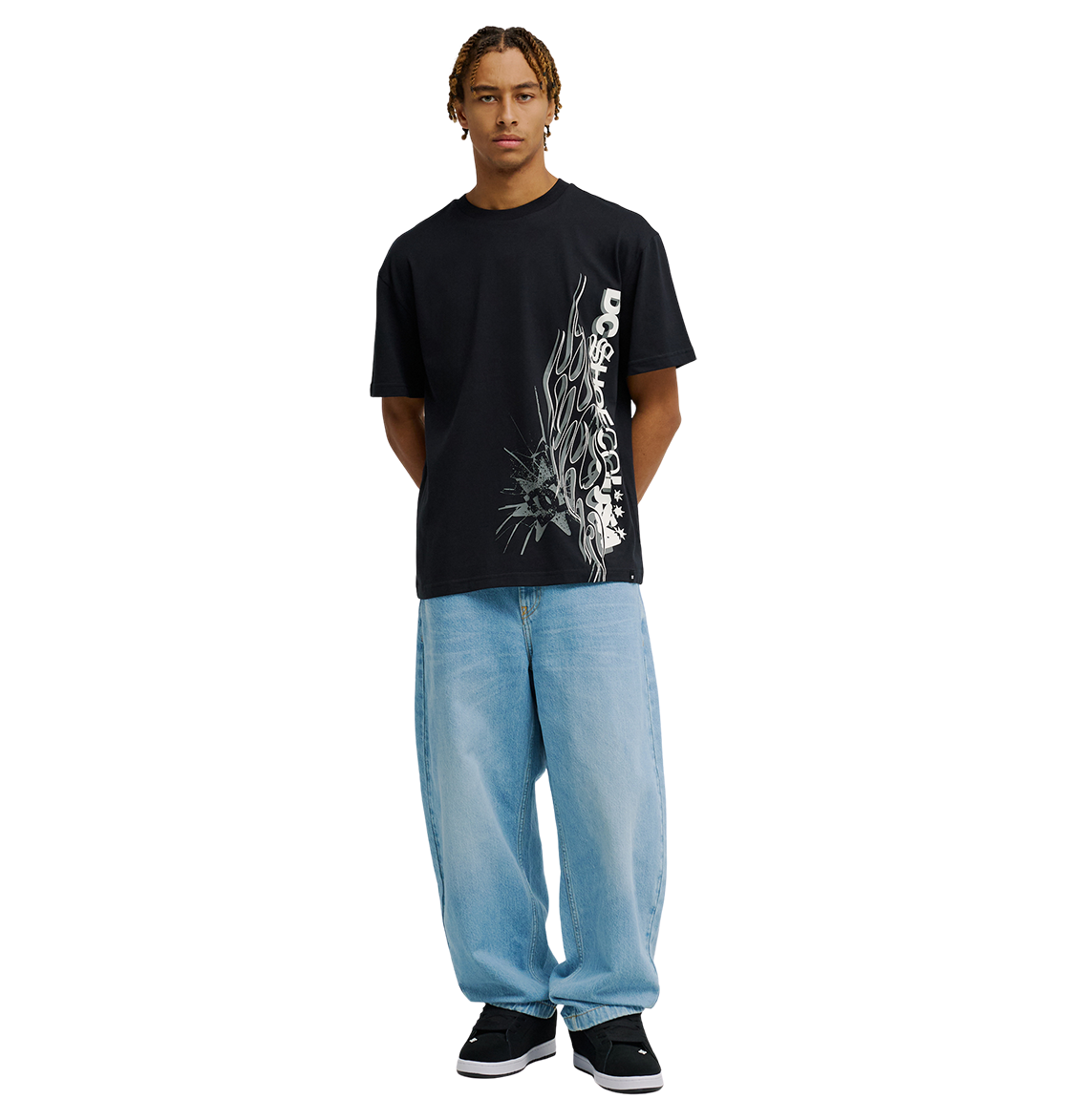 Men's DC Side Flame Tee - Black | DC Shoes