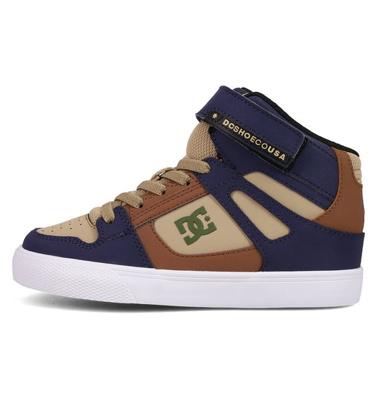 Kids' Pure Hi Top EV Shoes - Navy/Tan/Brown | DC Shoes