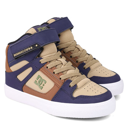 Kids' Pure Hi Top EV Shoes - Navy/Tan/Brown | DC Shoes