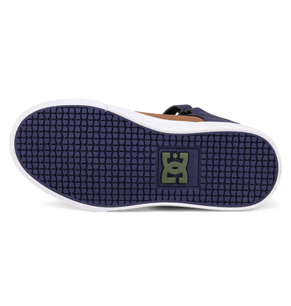 Kids' Pure Hi Top EV Shoes - Navy/Tan/Brown | DC Shoes